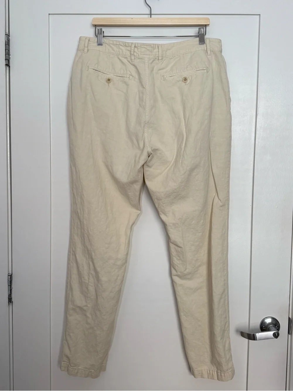 Flint and Tinder Athletic Tapered Fit Pants Mens Sz 36 Beige Cotton Linen Resort